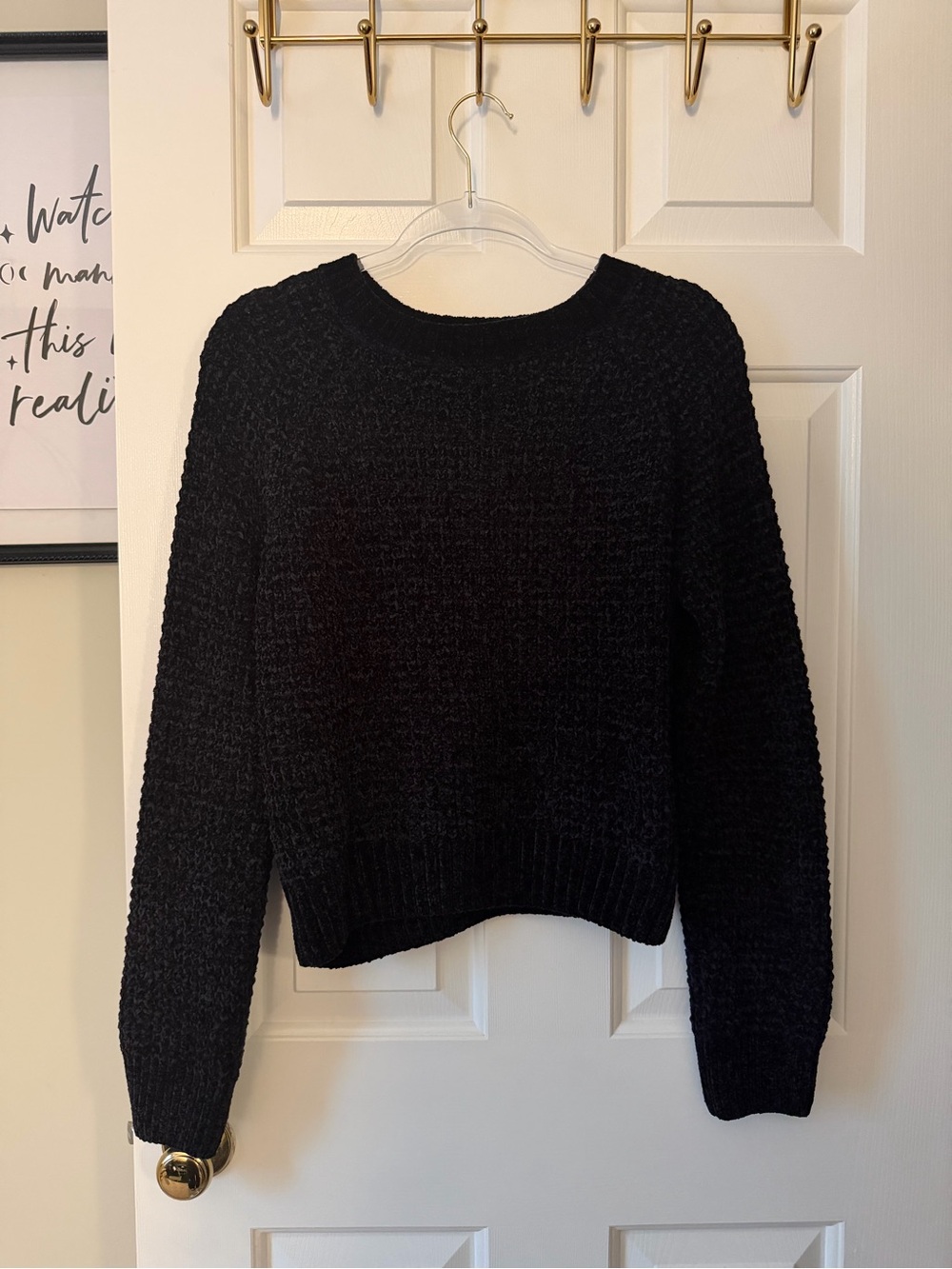 Altar’d State Fitted Black Women's Crewneck Sweater